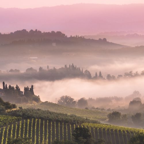 Tuscan Village Landscape in the morning
